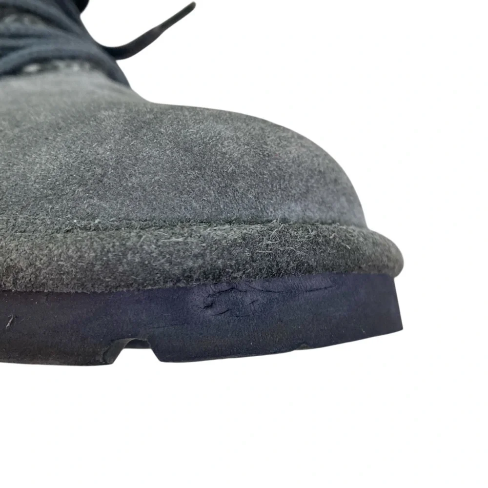 BearPaw Marie Suede Knit Gray Lace‎ Up Winter Ankle Boots Booties (Size 7)
